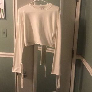 FOREVER 21 crop tie sleeves sweater